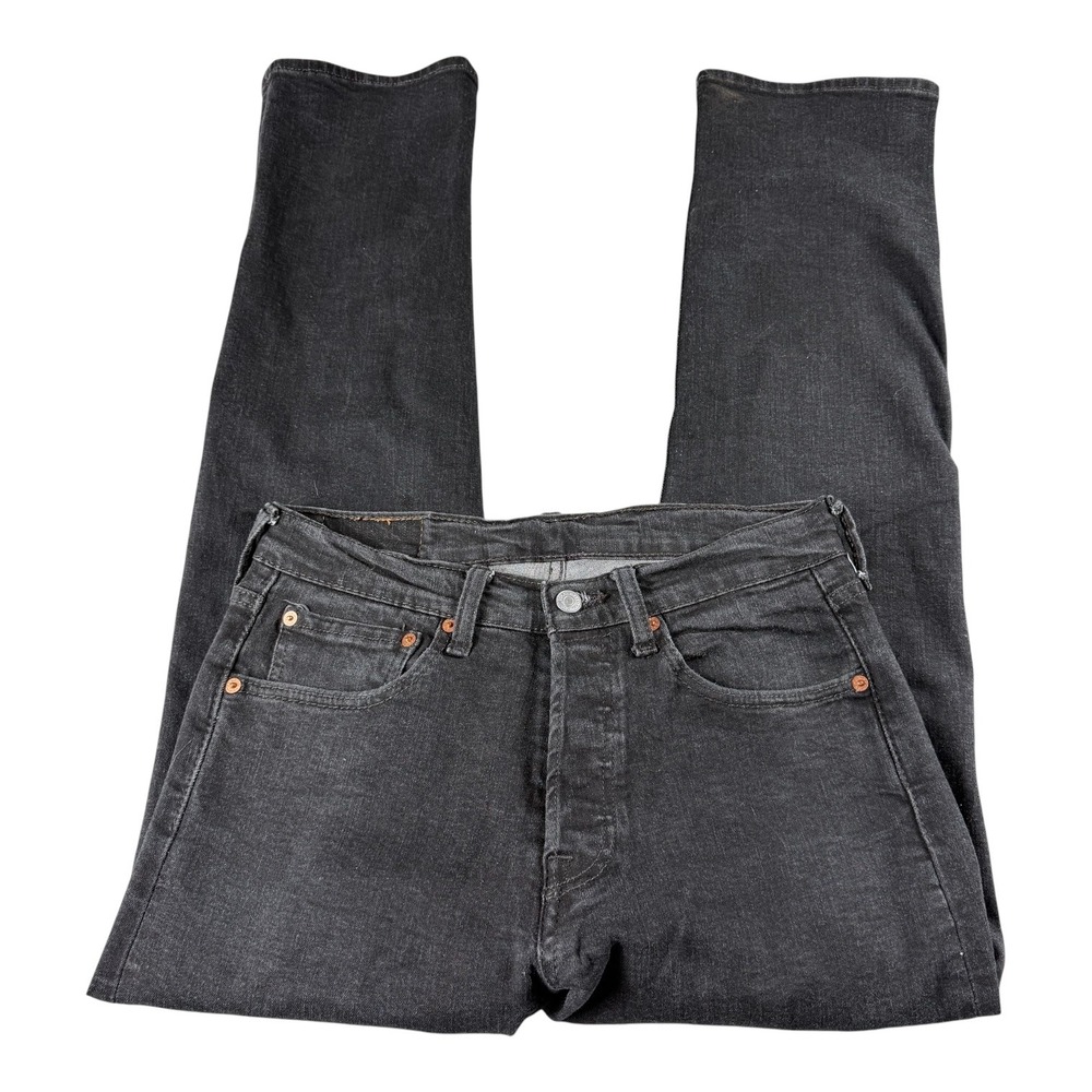 Levis 501 Original Fit Mens Jeans 31x31 Charcoal Black Straight Leg Button Fly